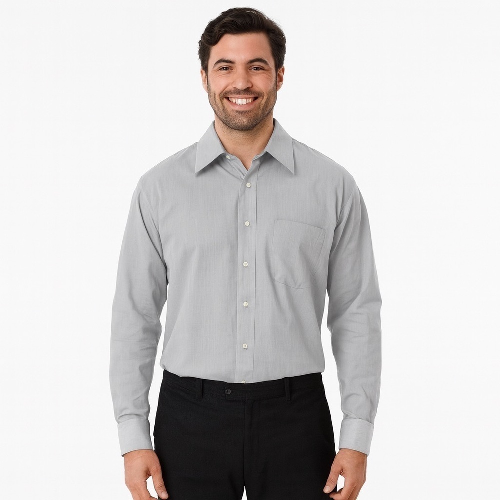Daniel Cremieux Gray Grid Print Dress Shirt Size 17.5